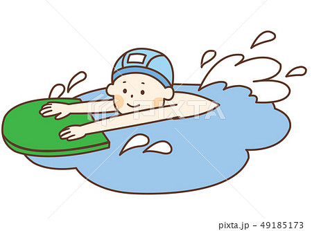 ビート板を使って泳ぐスクール水着の男の子 49185173