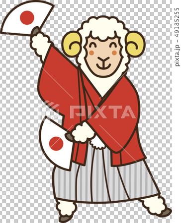 A sheep waving a fan A sheep waving a fan 49185255