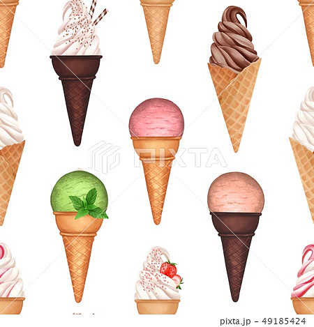 Seamless pattern with ice creams 49185424