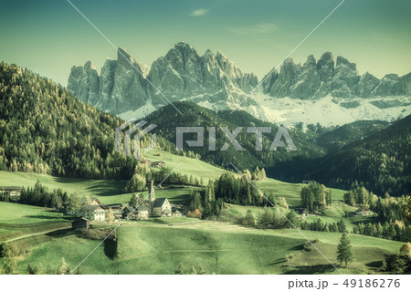 Vintage Landscape with Mountains Vintage Landscape with Mountains 49186276