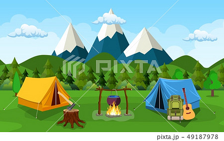 Tourist tent under the moon and stars 49187978