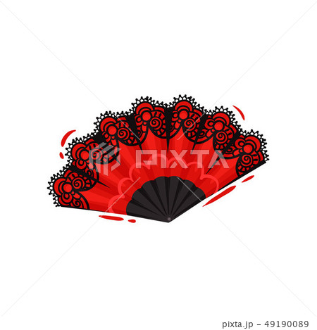 Red fan on white background. Fiesta concept. 49190089