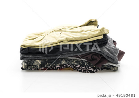 stacks of clothing on white 49190481
