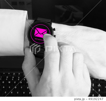 Black smartwatch isolated, new message 49192247