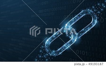 Isolated Abstract Vector chain. Wireframe chain element on blue background. Link protection 49193187