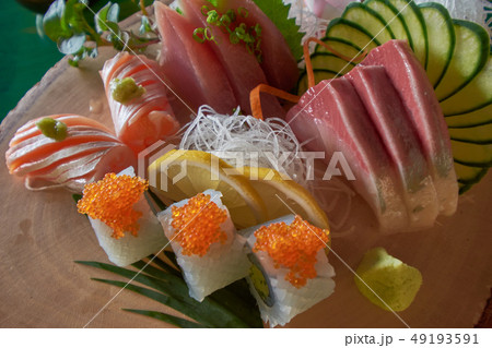 Sashimi Set of 3 kinds of fish Sashimi Set of 3 kinds of fish 49193591