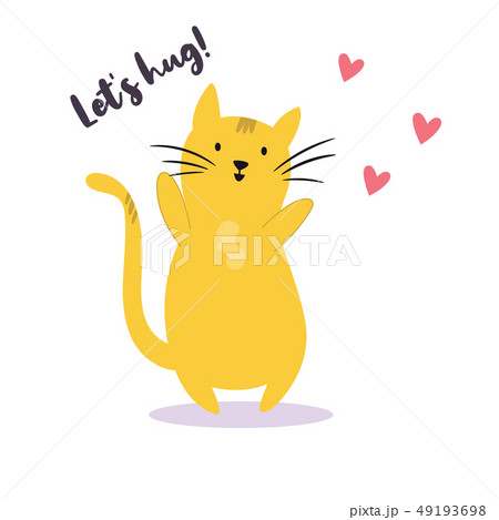 Funny Yellow Cat That Wants To Hugのイラスト素材