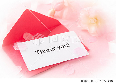 Thank you!　メッセージカード　卒業シーズン　感謝　春　桜　ありがとう　封筒 49197340