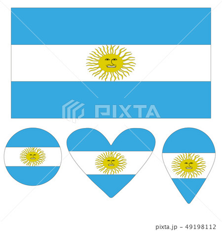 Icons Argentina flag heart, pointer, ball.  49198112