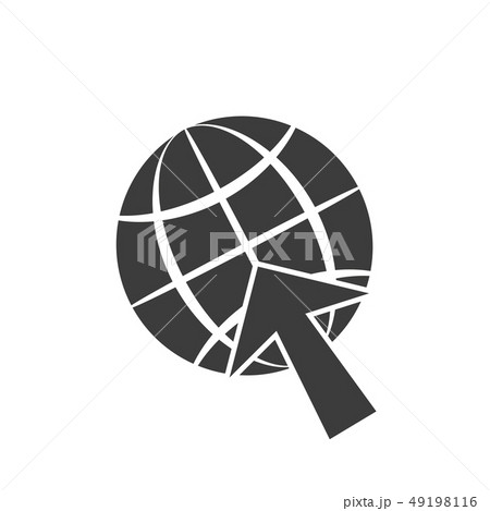 Icon symbol, globe and arrow cursor gray Icon symbol, globe and arrow cursor gray 49198116