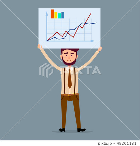 Male Character Holds Board with Chart Illustration Male Character Holds Board with Chart Illustration 49201131