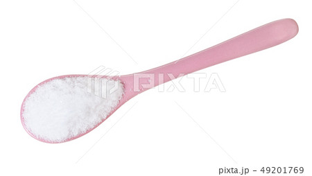 top view of ceramic spoon with fine Sea Salt top view of ceramic spoon with fine Sea Salt 49201769