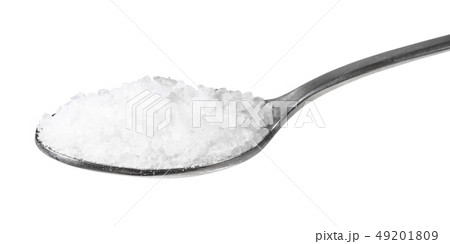 steel teaspoon with coarse grained Sea Salt steel teaspoon with coarse grained Sea Salt 49201809