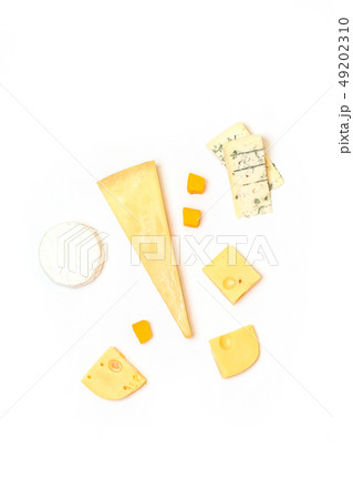 Different kinds of delicious cheese on white background 49202310