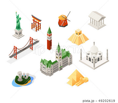 World famous landmarks - colorful isometric set of objects 49202619