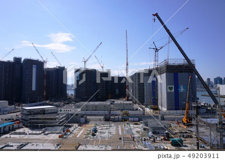 東京都中央区晴海　建設中の選手村　２０１９年2月撮影 49203911