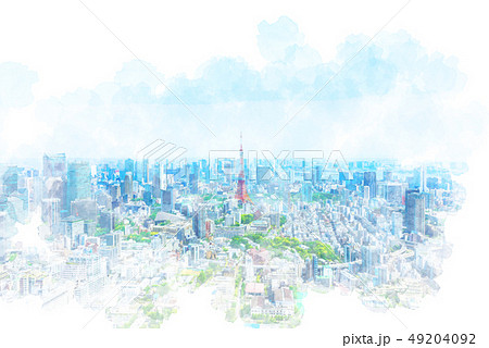 東京の風景　水彩画風 49204092