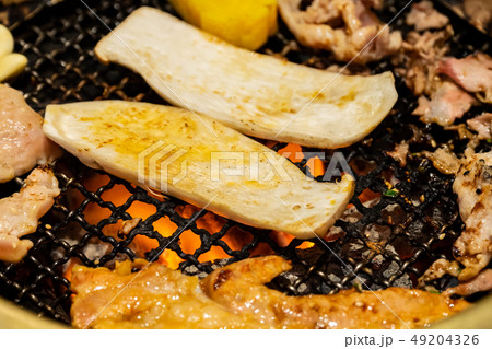 Delicious meat grill buffet on the brazier. Delicious meat grill buffet on the brazier. 49204326