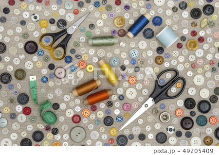 background - multicolored buttons and sewing 49205409