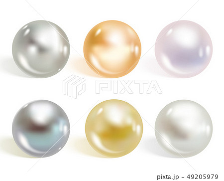 Realistic different colors pearls set. 49205979