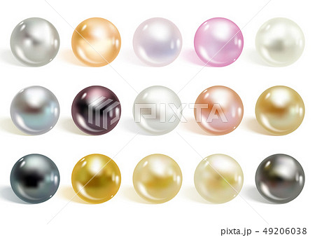 Realistic different colors pearls set. Realistic different colors pearls set. 49206038