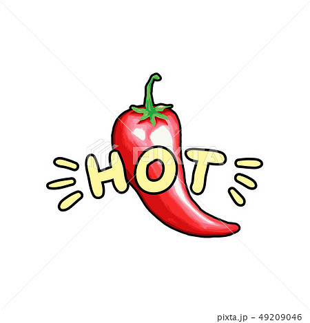 Red Hot Chili Pepper Hand Drawn Color Illustrationのイラスト素材