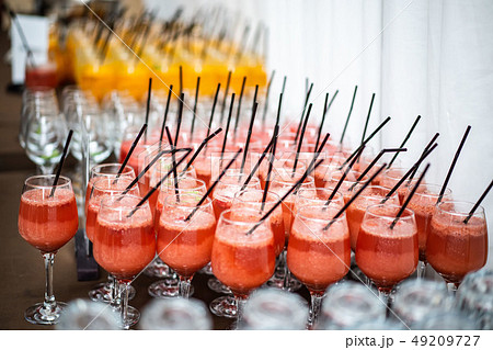 Many glasses of mulled wine and various alcoholic beverages Many glasses of mulled wine and various alcoholic beverages 49209727