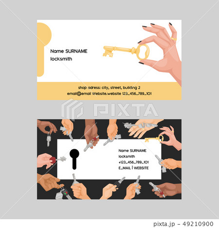 Key vector business card hand holding house keys lock for safety and home security protection locked 49210900