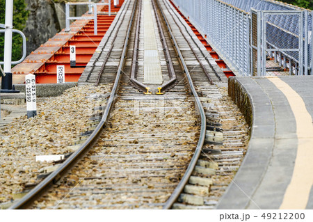 大井川鐵道井川線　小雪舞う奥大井湖上駅　線路 49212200
