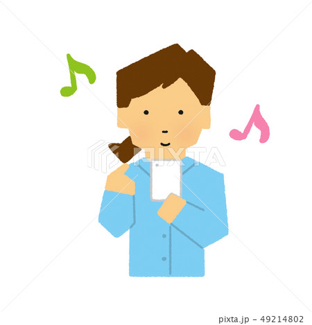 女性 スマホ 操作 楽しい インターネット シンプルタッチ のイラスト素材