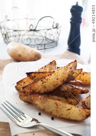 Baked potato wedges - homemade organic vegetable, 49214855