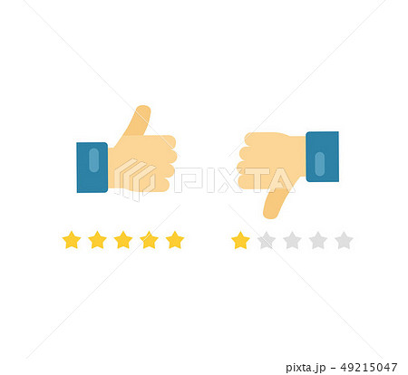 Like or dislike fingers vector icons, flat cartoon hands with thumb up and thumb down symbols 49215047