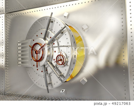 little closed door of the safe. 3D render 49217063