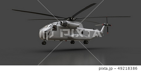 Military transport or rescue helicopter on grey background. 3d illustration. 49218386