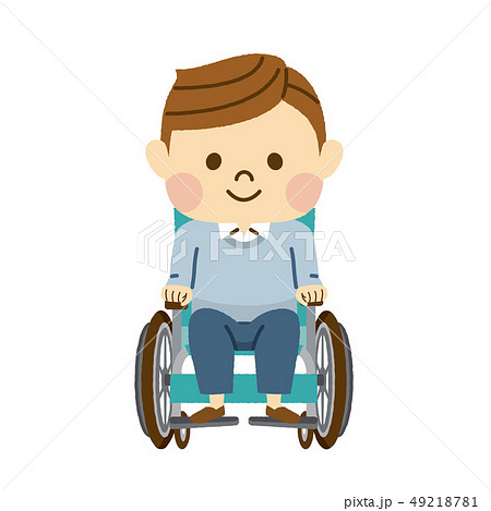 車椅子 男性のイラスト素材
