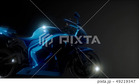 moto sport bike in dark studio with bright lights 49219347