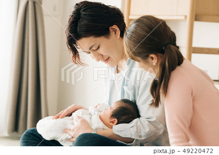 赤ちゃんを抱く若い夫婦 子育てファミリー 新生児 赤ちゃんを抱く若い夫婦 子育てファミリー 新生児 49220472