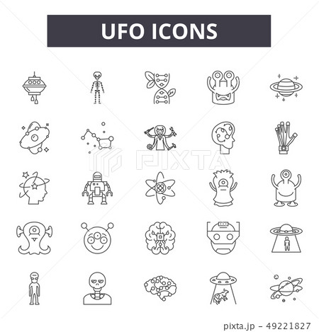 Ufo Line Icons For Web And Mobile Design のイラスト素材