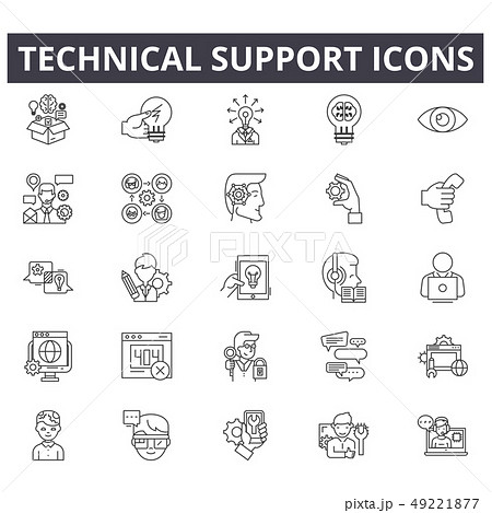 Technical support line icons for web and mobile design. Editable stroke signs. Technical support 49221877