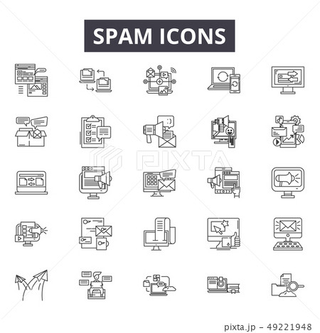 Spam line icons for web and mobile design. Editable stroke signs. Spam outline concept illustrations Spam line icons for web and mobile design. Editable stroke signs. Spam outline concept illustrations 49221948