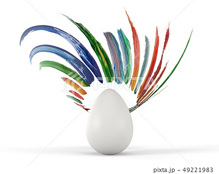 paint brush stroke covering a white easter egg. 3d illustration 49221983