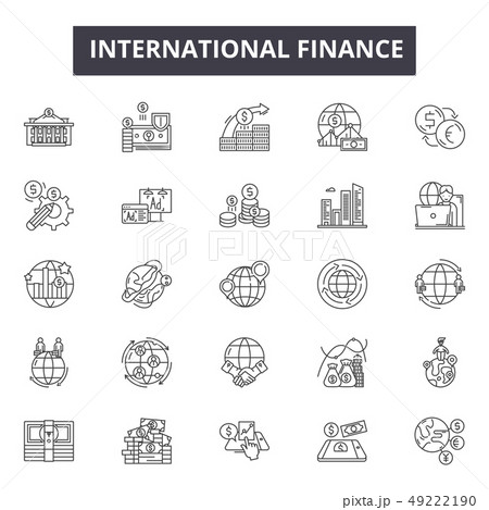 International finance line icons for web and mobile design. Editable stroke signs. International 49222190