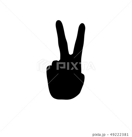 Victory hand gesture. Hippie peace v sign. 49222381
