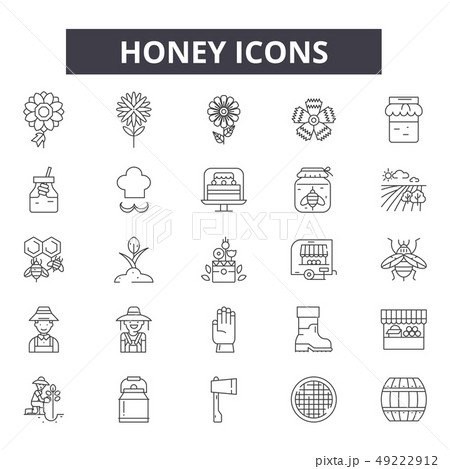 Honey line icons for web and mobile design. Editable stroke signs. Honey outline concept Honey line icons for web and mobile design. Editable stroke signs. Honey outline concept 49222912