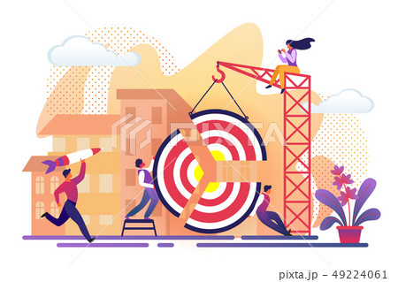 People Assemble Huge Target Pieces Building Crane. 49224061
