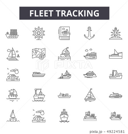 Fleet tracking line icons for web and mobile design. Editable stroke signs. Fleet tracking outline Fleet tracking line icons for web and mobile design. Editable stroke signs. Fleet tracking outline 49224581