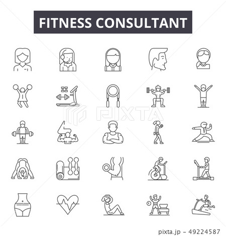 Fitness consultant line icons for web and mobile design. Editable stroke signs. Fitness consultant 49224587