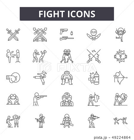 Fight line icons for web and mobile design. Editable stroke signs. Fight outline concept 49224864