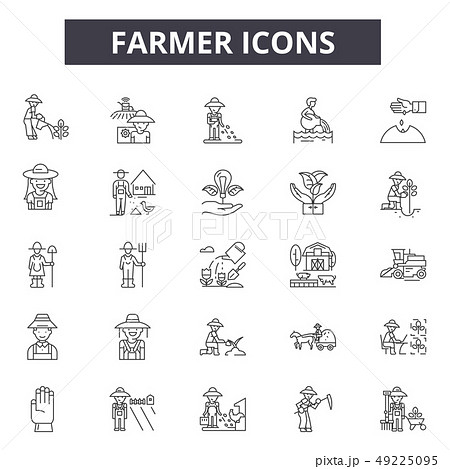 Farmer line icons for web and mobile design. Editable stroke signs. Farmer outline concept 49225095