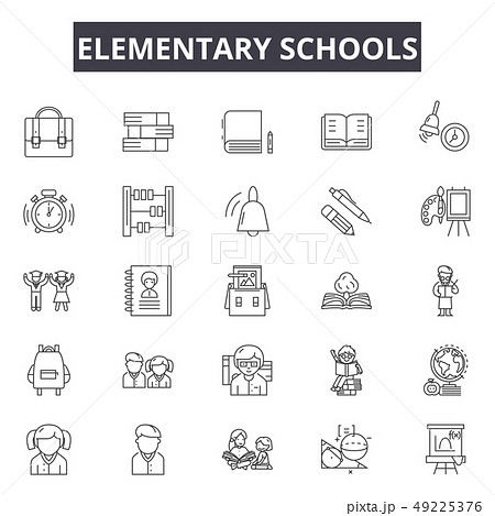 Elementary school line icons for web and mobile design. Editable stroke signs. Elementary school 49225376